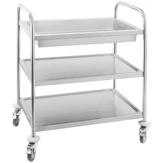 Royal Catering Servierwagen Edelstahl 2 Borde Abräummulde Ablagen: 82 x 50 cm 500 kg -