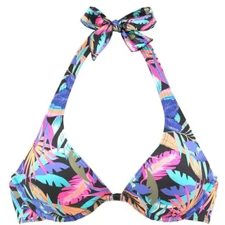 BENCH Bikini-Top Damen Schwarz/Mehrfarbig 36 Cup D