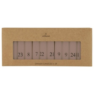 Ib Laursen Tafelkerze (Packung, 24-tlg., Pack), 24 Stk Stabkerzen, Adventskerze mit Zahlen 1-24, rosa. rosa|schwarz