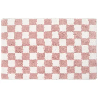 Homescapes Badematte Kariert Rosa/Weiß 80 x 50 cm