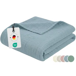 Carpe Sonno Musselin Decke Kuscheldecke 150 x 200 cm Blau