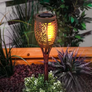 esotec Solar LED-Gartenfackel Fatima kupferfarben wetterfest outdoor 102873