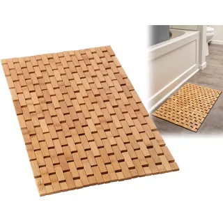 Natürlicher Bambus-Holz-Badvorleger, Türmatte und Küchenteppich, vielseitig verwendbar für Badezimmer, Sauna, Badewanne, Duschtürschwellen strukturierte Böden (Bambus-Gitter, Standard 40,6 x 61 cm)
