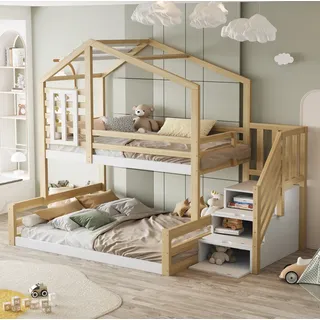 Etagenbett 90x200 Cm Aus Kiefer Mit Integriertem Stauraum Und Haus-design