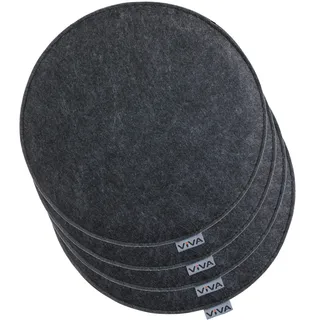 Brandsseller 4er Set Sitzkissen aus Filz Ø 35x2 cm – Robuste Stuhlauflagen für innen und außen, rundes Sitzpolster, strapazierfähiges Kissen für Stühle – Anthrazit