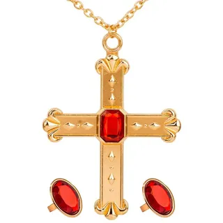 Widmann s.r.l. Kardinal Set Halskette mit Kreuz und Ringe Damen Einheitsgröße