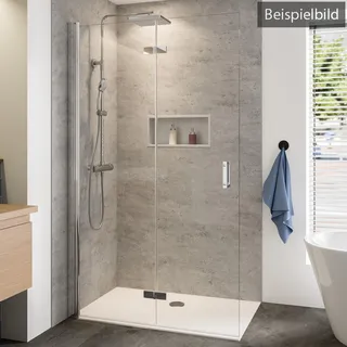 Breuer Panorama Walk-In Drehfalttür alleinstehend Türanschlag links Bella C 140 cm - Alu Silber matt - 3306 001 005 041