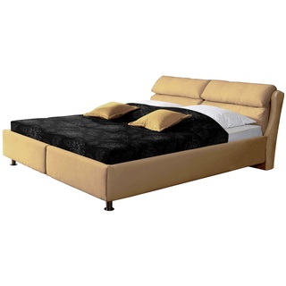 Polsterbett mit Bettkasten - 140x200 cm - beige - Stoffbett Catania