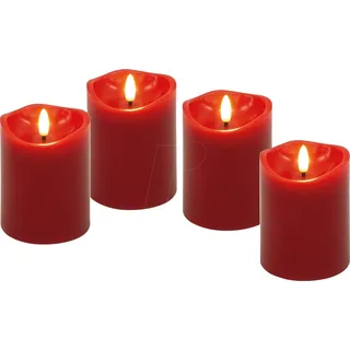 goobay LED-Echtwachs-Kerzen 4 St. rot