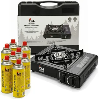 Gaskocher Campingkocher Camping Herd Koffer Tischgrill Notfallkocher mit 8x Gas