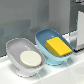 2er-set Seifenschalen Aus Kunststoff Mit Abflusssystem – Saugnapfhalterung Für Die Dusche – Ideal Für Bad Und Küche – Leicht Zu Reinigen