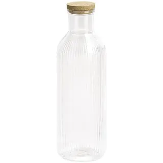 APS Glaskaraffe -LINES-, Ø 9 cm, H: 27 cm, 1 Liter, Glas, Deckel aus Kork