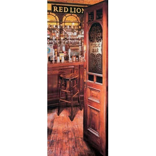 Papermoon Fototapete Red Lion Pub - Türtapete, matt, Vlies, 2 Bahnen, 90 x 200 cm B/L: 0,9 m bunt Tapeten Bauen Renovieren