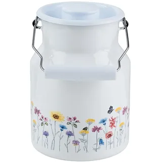 Kelomat, Milchkanne, Milchkanne Flora mit Deckel 1,5 Liter Emaille (1.50 l)