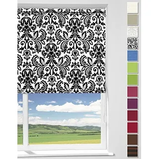 WOLTU Rollo Seitenzugrollo PVC Rollos (Schwarze Blumen, 60X190 cm)