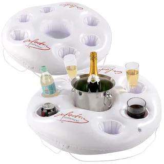 infactory Pool Getränkehalter: 2er-Set aufblasbare Getränkehalter im Rettungsring-Design, Ø 14,5 cm (Poolzubehör aufblasbar, Schwimmende Poolbar, Kühl)