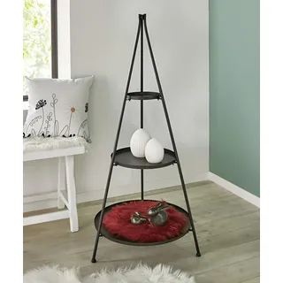 Dekoleidenschaft XXL Etagere Klassik aus Metall, 128 cm hoch, matt schwarz, 3-stöckig mit Stern als Abschluß, Tortenständer, Obstetagere, Regal, Weihnachtsdeko