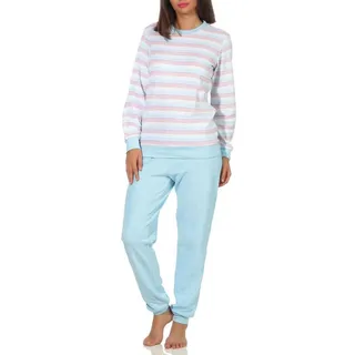 Creative by Normann Frottee Pyjama gestreift Hellblau 48/50