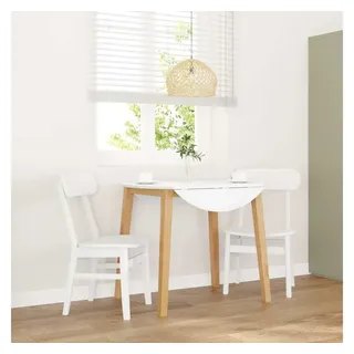 vidaXL Esszimmerstuhl Massivholz weiß 2er Set