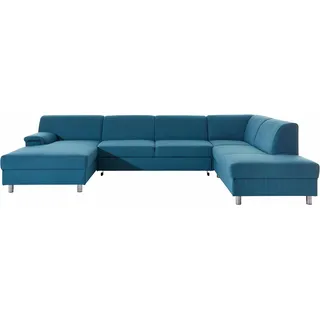 Wohnlandschaft INOSIGN "U-Form" Sofas Gr. B/H/T: 308 cm x 72 cm x 80 cm, Struktur fein, Recamiere links, ohne Bettfunktion, blau (petrol) Wohnlandschaften