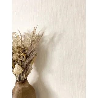 Newroom Vliestapete Creme Uni Schimmer Wohnzimmer Tapete Schlafzimmer | warmes Cremeweiß, feine Linienstruktur, ansatzfrei, natürliche Wandtapete, Strukturtapete, Boho skandinavisch, Esszimmer Büro