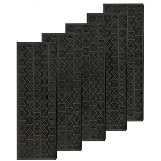 e-floor Treppenmatten Outdoor Stufenmatten aus Gummi Teppich Außen - 5er Set Treppenstufen Matten 24x73 cm Schwarz rutschfest - Gummistufenmatte Antirutschmatten - Gummimatte mit Rand Geometrisch