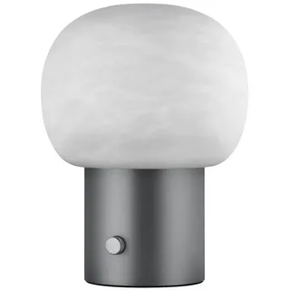blomus Tischleuchte -IRIS- Größe H 32 cm, Ø 24 cm, Tischlampe Indoor, Leuchtmittel, warm, mix, cold, Wahl von drei Lichttönen, inkl. Ladestation grau