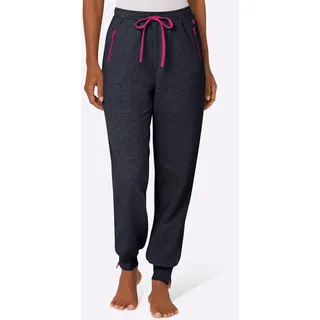 Relaxhose FEEL GOOD, Damen, Gr. 40/42, Normalgrößen, blau (marine, pink), 60% Baumwolle, 40% Polyester, unifarben, Hosen Relaxhose