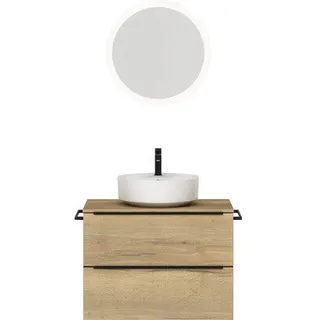 Badmöbel-Set NOBILIA Programm 3 BxHxT 81 x 169,1 x 48,7 cm Frontfarbe eiche natu