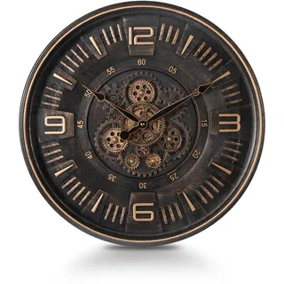 Mee 2ou Große Wanduhr mit Beweglichen Zahnrädern - 50cm Vintage Retro Steampunk Uhr im Industrie Stil - Dekorative Wanduhr für Wohnzimmer, Büro, Kamin oder Bauernhaus-Deko