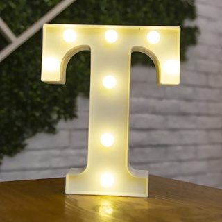 Tiardey Buchstaben Lichter LED Symbol Form, Alphabet Kunststoff Festzelt Tischlampen, Leuchten Wörter, Geburtstag Hochzeit Party Everyday Home Wandbehang Dekor-T