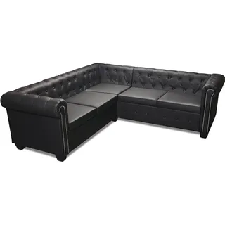 vidaXL Eckcouch Kunstleder 5-Sitzer Schwarz