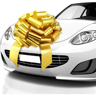 Zoe Deco - Große Autoschleife - Gold, 58,4 cm - Runde Form Riesige Autoschleife für Geburtstag, Weihnachten, Hochzeitsempfang, Überraschungsparty - Große Geschenkverpackung für riesiges Geschenk