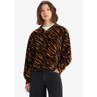 Sweatshirt LEVI'S "HALF MOON PULL OVER" Gr. M (38), braun (tiger ikat dijon) Damen Sweatshirts im Animal-Look