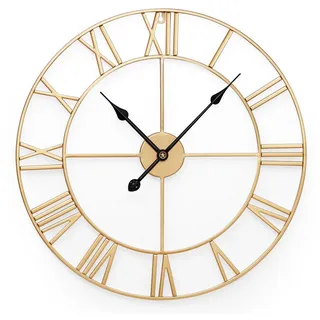 Yorbay Wanduhr Große XL aus Metall,Wohnzimmeruhr mit Romischer Ziffern Vintage (Wanduhr 60 cm für Wohnzimmer, Schlafzimmer, Küche, Restaurants) 60 cm