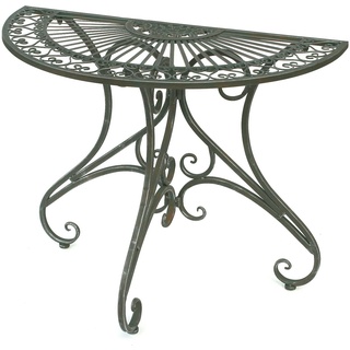 Tisch Wandtisch 130434 Beistelltisch aus Metall 90 cm Halbrund Konsole Garten