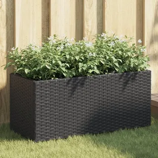 Hochbeet Mit 2 Fächern Schwarz 72x30x32 Cm Poly Rattan