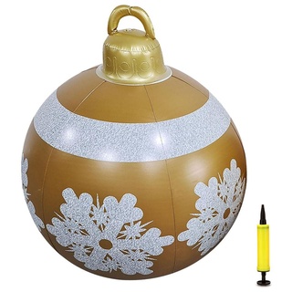 Settoo Weihnachtsdekorationen Weihnachten Aufblasbar Ball 60cm Aus PVC Christbaumkugel,Weihnachtskugel Personalisiert Baumschmuck Weihnachtskugeln (mit Inflatorzylinder)