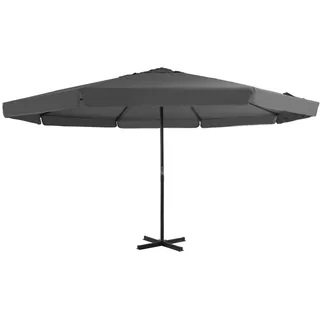 IKAYAA Sonnenschirm 5m mit Große Kreuzstandfuß, Gastronomie Marktschirm, Gartenschirm Ø 5m, Polyester/Alu, Anthrazit