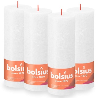 Bolsius Rustik Stumpenkerzen - Weiß - Set 4 Stück - Länge Brenndauer 85 Stunden - Enthält Natürliches Pflanzenwachs - Ohne Palmöl - 19 x 7 cm