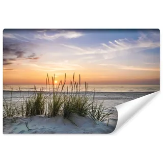 Muralo Fototapete Selbstklebend Vlies Meer, Strand, Dünen - 270x180 cm | Moderne Tapete, Sonnenuntergang - ideal für Wohnzimmer und Schlafzimmer, Schlafzimmer und Büro