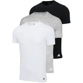 adidas Herren T-Shirt, 3er Pack - Crew Neck Shirt, Active Core Cotton, einfarbig, Weiß/Schwarz/Grau M