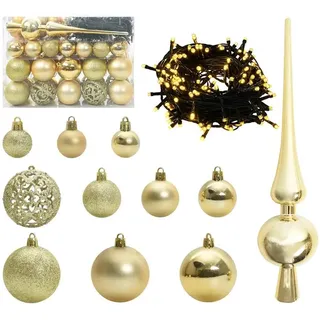 vidaXL Weihnachtskugel-Set mit 150 LEDs 61-Tlg Gold Kunststoff