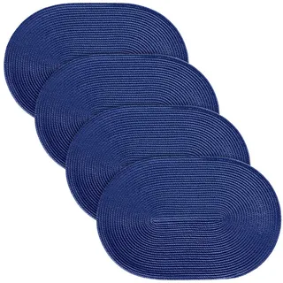 Erwin Müller Platzset Tischset "Amadora" 4er-Pack, Uni blau oval | 30 cm x 45 cm