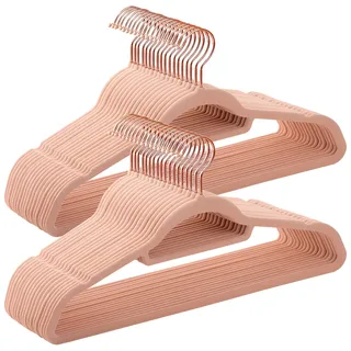 Songmics Kleiderbügel Samt Rosa 50 St.