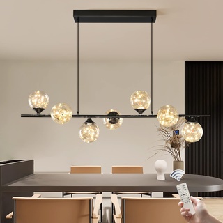 Oninio Moderne Pendelleuchte Dimmbar Hängelampe 7-Flammige Pendelleuchte LED-Hängende Höhenverstellbar Lineare Pendelleuchte für Esszimmer Wohnzimmer Küche 110cm