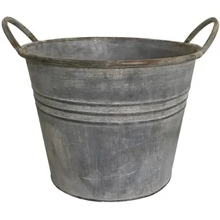 zeitzone Zinktopf Pflanztopf Zink Blumentopf Zinkeimer Rund mit Griffen Landhausstil 19cm