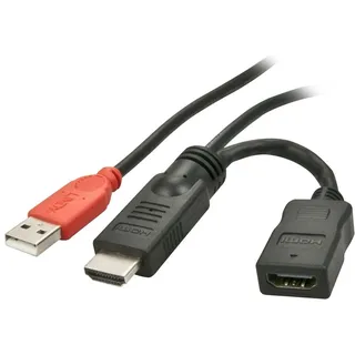 Lindy HDMI M/F Stromeinspeisungsadapter 15 m Schwarz/Rot
