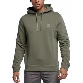 BOSS Kapuzensweatshirt Wetalk Hoodie Verstellbare Kapuze – Gerippte Bündchen – Melange-Logo-Patch grün S (46)