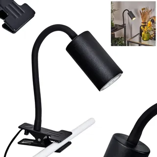 HOFSTEIN Klemmleuchte Javel, moderne Klemmlampe aus Metall in Schwarz, verstellbare Tischleuchte für Schreibtisch mit An-/Ausschalter am Kabel, GU10, Schlafzimmer, Wohnzimmer, Büro